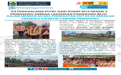 114 Penggalang Putri dari Gudep MTs Negeri 2 Pringsewu Gebrak Lapangan Panggung Rejo Dalam Mengisi Acara Peringatan HUT Pramuka Kwarcab Pringsewu